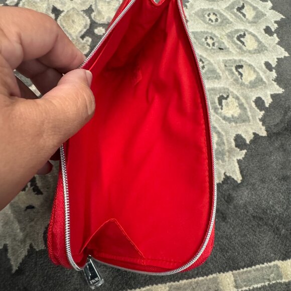 Christian Dior CD LOGO POUCH Makeup Cosmetic Bag Clutch Red NEW - Picture 9 of 9